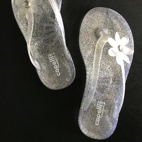 Capelli of New York Kids, Toddler (Age 4-6) Size 12 Clear Glitter Flip Flops - Picture 3 of 7